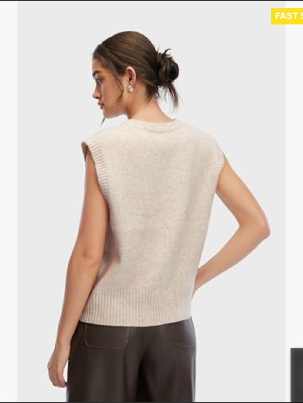 Cropped Sweater Vest Y2K Oversized Loose Fit Knit Sleeveless Top Casual - Picture 5 of 7